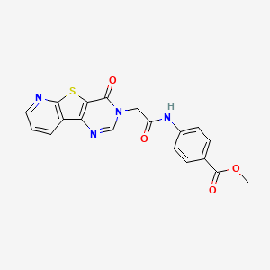 molecular formula C19H14N4O4S B2806791 methyl 4-{[(4-oxopyrido[3',2':4,5]thieno[3,2-d]pyrimidin-3(4H)-yl)acetyl]amino}benzoate CAS No. 946237-47-4