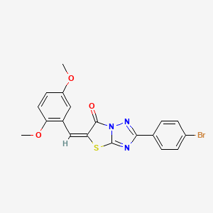 molecular formula C19H14BrN3O3S B2806797 (5E)-2-(4-bromophenyl)-5-(2,5-dimethoxybenzylidene)[1,3]thiazolo[3,2-b][1,2,4]triazol-6(5H)-one CAS No. 606951-47-7