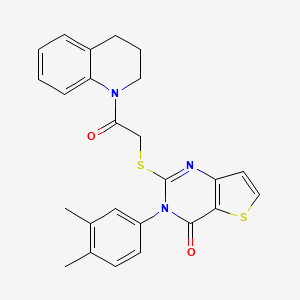 molecular formula C25H23N3O2S2 B2806798 2-((2-(3,4-dihydroquinolin-1(2H)-yl)-2-oxoethyl)thio)-3-(3,4-dimethylphenyl)thieno[3,2-d]pyrimidin-4(3H)-one CAS No. 1252854-88-8