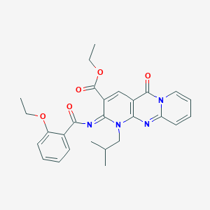 molecular formula C27H28N4O5 B2806807 (Z)-ethyl 2-((2-ethoxybenzoyl)imino)-1-isobutyl-5-oxo-2,5-dihydro-1H-dipyrido[1,2-a:2',3'-d]pyrimidine-3-carboxylate CAS No. 534577-38-3