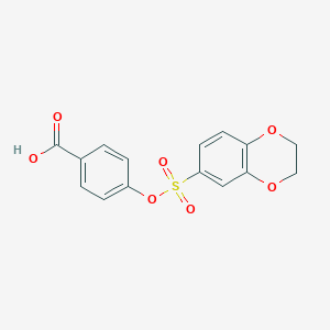 molecular formula C15H12O7S B2806812 4-[(2,3-二氢-1,4-苯并二氧杂环己烷-6-磺酰)氧基]苯甲酸 CAS No. 303793-64-8