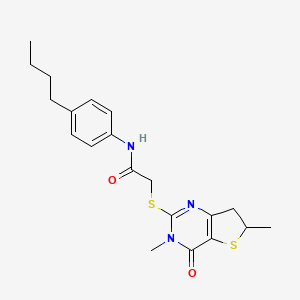 molecular formula C20H25N3O2S2 B2806816 N-(4-丁基苯基)-2-((3,6-二甲基-4-氧代-3,4,6,7-四氢噻吩[3,2-d]嘧啶-2-基)硫)乙酰胺 CAS No. 688353-50-6