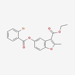 molecular formula C19H15BrO5 B2806822 3-(Ethoxycarbonyl)-2-methylbenzo[b]furan-5-yl 2-bromobenzoate CAS No. 326094-86-4
