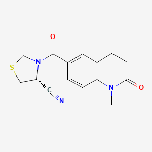 molecular formula C15H15N3O2S B2806824 (4R)-3-(1-Methyl-2-oxo-3,4-dihydroquinoline-6-carbonyl)-1,3-thiazolidine-4-carbonitrile CAS No. 2248512-17-4