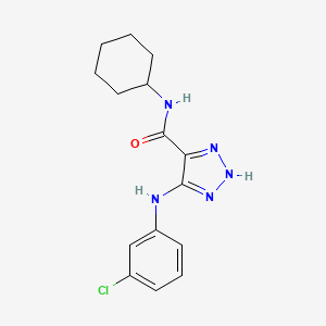 molecular formula C15H18ClN5O B2806825 5-((3-氯苯基)氨基)-N-环己基-1H-1,2,3-三唑-4-羧酰胺 CAS No. 1291846-15-5