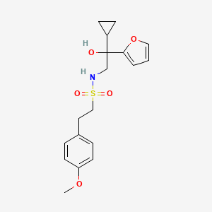 molecular formula C18H23NO5S B2806826 N-(2-环丙基-2-(呋喃-2-基)-2-羟基乙基)-2-(4-甲氧基苯基)乙烷磺酰胺 CAS No. 1396854-34-4