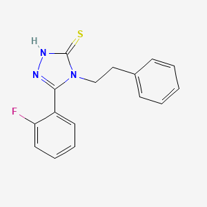 molecular formula C16H14FN3S B2806831 5-(2-氟苯基)-4-(2-苯乙基)-4H-1,2,4-三唑-3-硫醇 CAS No. 522624-38-0