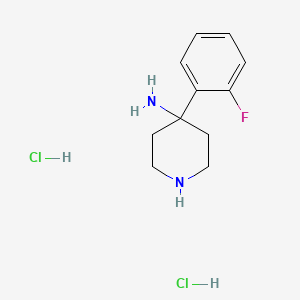 molecular formula C11H17Cl2FN2 B2806838 4-(2-氟苯基)哌啶-4-胺二盐酸盐 CAS No. 1707576-00-8
