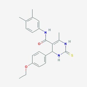 molecular formula C22H25N3O2S B2806844 N-(3,4-二甲基苯基)-4-(4-乙氧苯基)-6-甲基-2-硫代-3,4-二氢-1H-嘧啶-5-甲酰胺 CAS No. 731828-98-1