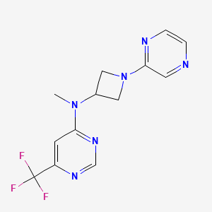 molecular formula C13H13F3N6 B2806849 N-Methyl-N-(1-pyrazin-2-ylazetidin-3-yl)-6-(trifluoromethyl)pyrimidin-4-amine CAS No. 2415452-96-7