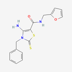 molecular formula C16H15N3O2S2 B2806850 4-amino-3-benzyl-N-(furan-2-ylmethyl)-2-sulfanylidene-1,3-thiazole-5-carboxamide CAS No. 893774-02-2