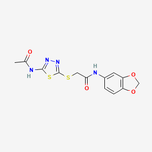 2-[(5-acetamido-1,3,4-thiadiazol-2-yl)sulfanyl]-N-(1,3-benzodioxol-5-yl)acetamide