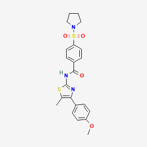 molecular formula C22H23N3O4S2 B2806866 N-(4-(4-methoxyphenyl)-5-methylthiazol-2-yl)-4-(pyrrolidin-1-ylsulfonyl)benzamide CAS No. 536733-64-9