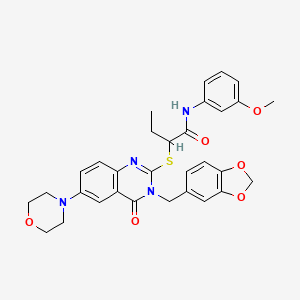 2-[3-(1,3-benzodioxol-5-ylmethyl)-6-morpholin-4-yl-4-oxoquinazolin-2-yl]sulfanyl-N-(3-methoxyphenyl)butanamide