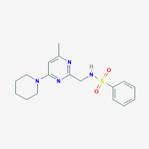 molecular formula C17H22N4O2S B2806871 N-((4-methyl-6-(piperidin-1-yl)pyrimidin-2-yl)methyl)benzenesulfonamide CAS No. 1797968-56-9