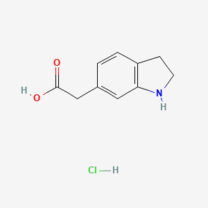 molecular formula C10H12ClNO2 B2806877 2-(2,3-dihydro-1H-indol-6-yl)acetic acid hydrochloride CAS No. 1909337-60-5