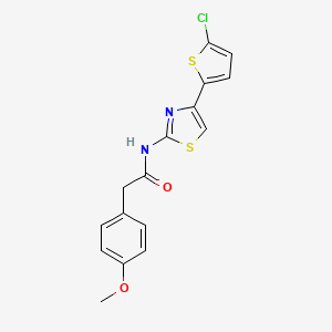molecular formula C16H13ClN2O2S2 B2806886 N-(4-(5-chlorothiophen-2-yl)thiazol-2-yl)-2-(4-methoxyphenyl)acetamide CAS No. 922474-12-2