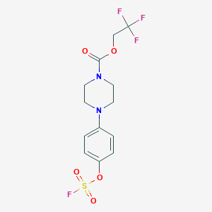 molecular formula C13H14F4N2O5S B2806889 2,2,2-Trifluoroethyl 4-(4-fluorosulfonyloxyphenyl)piperazine-1-carboxylate CAS No. 2411310-92-2