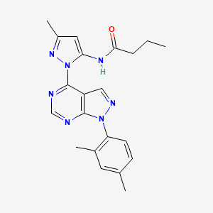 molecular formula C21H23N7O B2806891 N-{1-[1-(2,4-二甲基苯基)-1H-吡唑并[3,4-d]嘧啶-4-基]-3-甲基-1H-吡唑-5-基}丁酰胺 CAS No. 1005975-58-5
