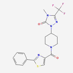 molecular formula C19H18F3N5O2S B2806894 4-甲基-1-(1-(2-苯基噻唑-4-羰基)哌啶-4-基)-3-(三氟甲基)-1H-1,2,4-三唑-5(4H)-酮 CAS No. 2034328-69-1