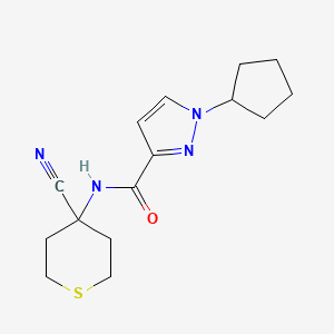 molecular formula C15H20N4OS B2806903 N-(4-Cyanothian-4-YL)-1-cyclopentylpyrazole-3-carboxamide CAS No. 1465388-94-6