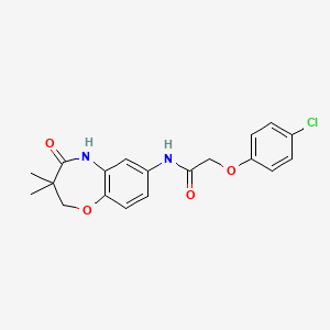 molecular formula C19H19ClN2O4 B2806908 2-(4-氯苯氧基)-N-(3,3-二甲基-4-氧代-2,3,4,5-四氢苯并[b][1,4]噁杂环庚-7-基)乙酰胺 CAS No. 921523-22-0