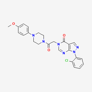 molecular formula C24H23ClN6O3 B2806909 1-(2-chlorophenyl)-5-{2-[4-(4-methoxyphenyl)piperazin-1-yl]-2-oxoethyl}-1H,4H,5H-pyrazolo[3,4-d]pyrimidin-4-one CAS No. 1894995-46-0