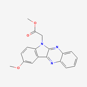 molecular formula C18H15N3O3 B2806910 甲酸甲酯 2-(9-甲氧基吲哚并[3,2-b]喹喔啉-6-基)醋酸酯 CAS No. 573930-75-3