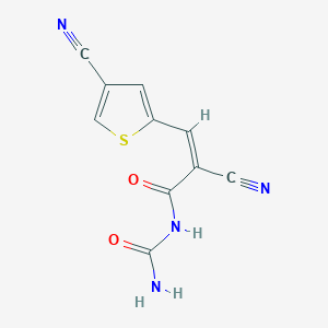 molecular formula C10H6N4O2S B2806922 (Z)-N-Carbamoyl-2-cyano-3-(4-cyanothiophen-2-yl)prop-2-enamide CAS No. 1445764-74-8
