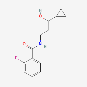 molecular formula C13H16FNO2 B2806926 N-(3-cyclopropyl-3-hydroxypropyl)-2-fluorobenzamide CAS No. 1396871-42-3
