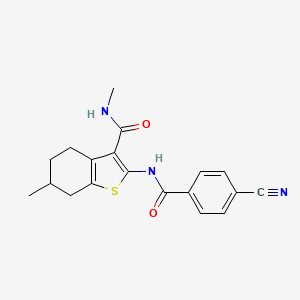 molecular formula C19H19N3O2S B2806929 2-(4-cyanobenzamido)-N,6-dimethyl-4,5,6,7-tetrahydrobenzo[b]thiophene-3-carboxamide CAS No. 892977-80-9