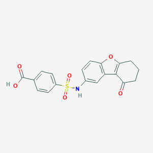 molecular formula C19H15NO6S B280693 4-{[(9-Oxo-6,7,8,9-tetrahydrodibenzo[b,d]furan-2-yl)amino]sulfonyl}benzoic acid 