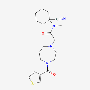 molecular formula C20H28N4O2S B2806934 N-(1-cyanocyclohexyl)-N-methyl-2-[4-(thiophene-3-carbonyl)-1,4-diazepan-1-yl]acetamide CAS No. 1375237-87-8