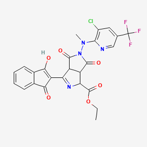 molecular formula C25H18ClF3N4O6 B2806944 ethyl 5-[[3-chloro-5-(trifluoromethyl)-2-pyridinyl](methyl)amino]-3-(1,3-dioxo-1,3-dihydro-2H-inden-2-yliden)-4,6-dioxooctahydropyrrolo[3,4-c]pyrrole-1-carboxylate CAS No. 321522-13-8