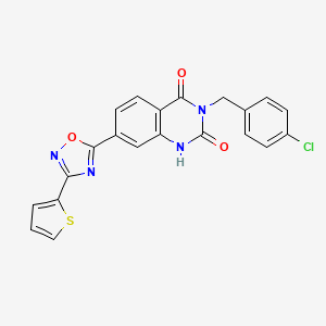 molecular formula C21H13ClN4O3S B2806950 3-(4-chlorobenzyl)-7-(3-(thiophen-2-yl)-1,2,4-oxadiazol-5-yl)quinazoline-2,4(1H,3H)-dione CAS No. 1206992-30-4