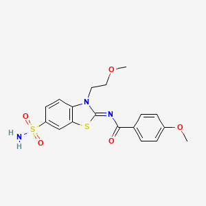 molecular formula C18H19N3O5S2 B2806965 (Z)-4-methoxy-N-(3-(2-methoxyethyl)-6-sulfamoylbenzo[d]thiazol-2(3H)-ylidene)benzamide CAS No. 865159-73-5