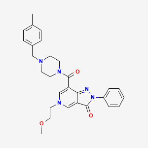 molecular formula C28H31N5O3 B2806971 5-(2-methoxyethyl)-7-(4-(4-methylbenzyl)piperazine-1-carbonyl)-2-phenyl-2H-pyrazolo[4,3-c]pyridin-3(5H)-one CAS No. 1021257-88-4