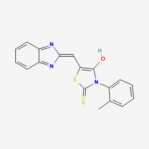 molecular formula C18H13N3OS2 B2806973 (Z)-5-((1H-benzo[d]imidazol-2-yl)methylene)-2-thioxo-3-(o-tolyl)thiazolidin-4-one CAS No. 854002-66-7
