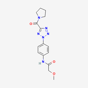 molecular formula C15H18N6O3 B2806974 2-甲氧基-N-(4-(5-(吡咯啉-1-甲酰)-2H-四唑-2-基)苯基)乙酰胺 CAS No. 1396683-39-8