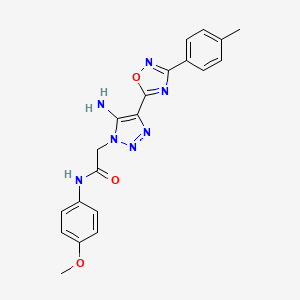 molecular formula C20H19N7O3 B2806976 2-(5-amino-4-(3-(p-tolyl)-1,2,4-oxadiazol-5-yl)-1H-1,2,3-triazol-1-yl)-N-(4-methoxyphenyl)acetamide CAS No. 893306-65-5