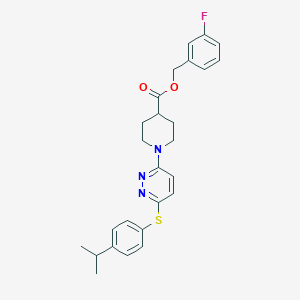 molecular formula C26H28FN3O2S B2806983 3-氟苯甲基-1-(6-((4-异丙基苯基)硫基)吡啶并[3,4-d]嘧啶-3-基)哌嗪-4-甲酸酯 CAS No. 1031970-48-5