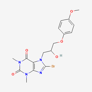 molecular formula C17H19BrN4O5 B2806985 8-bromo-7-(2-hydroxy-3-(4-methoxyphenoxy)propyl)-1,3-dimethyl-1H-purine-2,6(3H,7H)-dione CAS No. 333752-21-9
