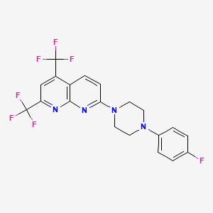 molecular formula C20H15F7N4 B2806994 7-[4-(4-氟苯基)哌嗪]-2,4-双(三氟甲基)[1,8]萘啉 CAS No. 477851-78-8