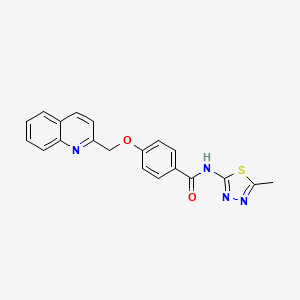 molecular formula C20H16N4O2S B2806995 N-(5-methyl-1,3,4-thiadiazol-2-yl)-4-(quinolin-2-ylmethoxy)benzamide CAS No. 1172257-82-7