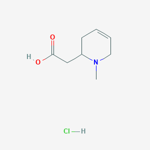 molecular formula C8H14ClNO2 B2807001 2-(1-甲基-3,6-二氢-2H-吡啶-2-基)乙酸；盐酸盐 CAS No. 2287344-84-5