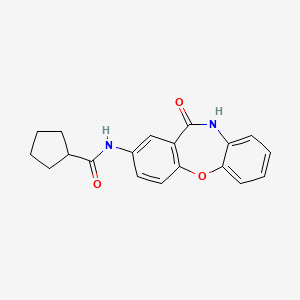 molecular formula C19H18N2O3 B2807009 N-(11-oxo-10,11-dihydrodibenzo[b,f][1,4]oxazepin-2-yl)cyclopentanecarboxamide CAS No. 922082-59-5