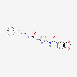molecular formula C22H21N3O4S B2807014 N-(4-(2-oxo-2-((3-phenylpropyl)amino)ethyl)thiazol-2-yl)benzo[d][1,3]dioxole-5-carboxamide CAS No. 1005295-42-0