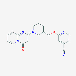 molecular formula C20H19N5O2 B2807025 2-[[1-(4-Oxopyrido[1,2-a]pyrimidin-2-yl)piperidin-3-yl]methoxy]pyridine-4-carbonitrile CAS No. 2380176-41-8