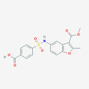 molecular formula C18H15NO7S B280703 4-({[3-(Methoxycarbonyl)-2-methyl-1-benzofuran-5-yl]amino}sulfonyl)benzoic acid 