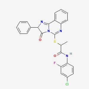 molecular formula C25H18ClFN4O2S B2807030 N-(4-chloro-2-fluorophenyl)-2-((3-oxo-2-phenyl-2,3-dihydroimidazo[1,2-c]quinazolin-5-yl)thio)propanamide CAS No. 1190012-23-7